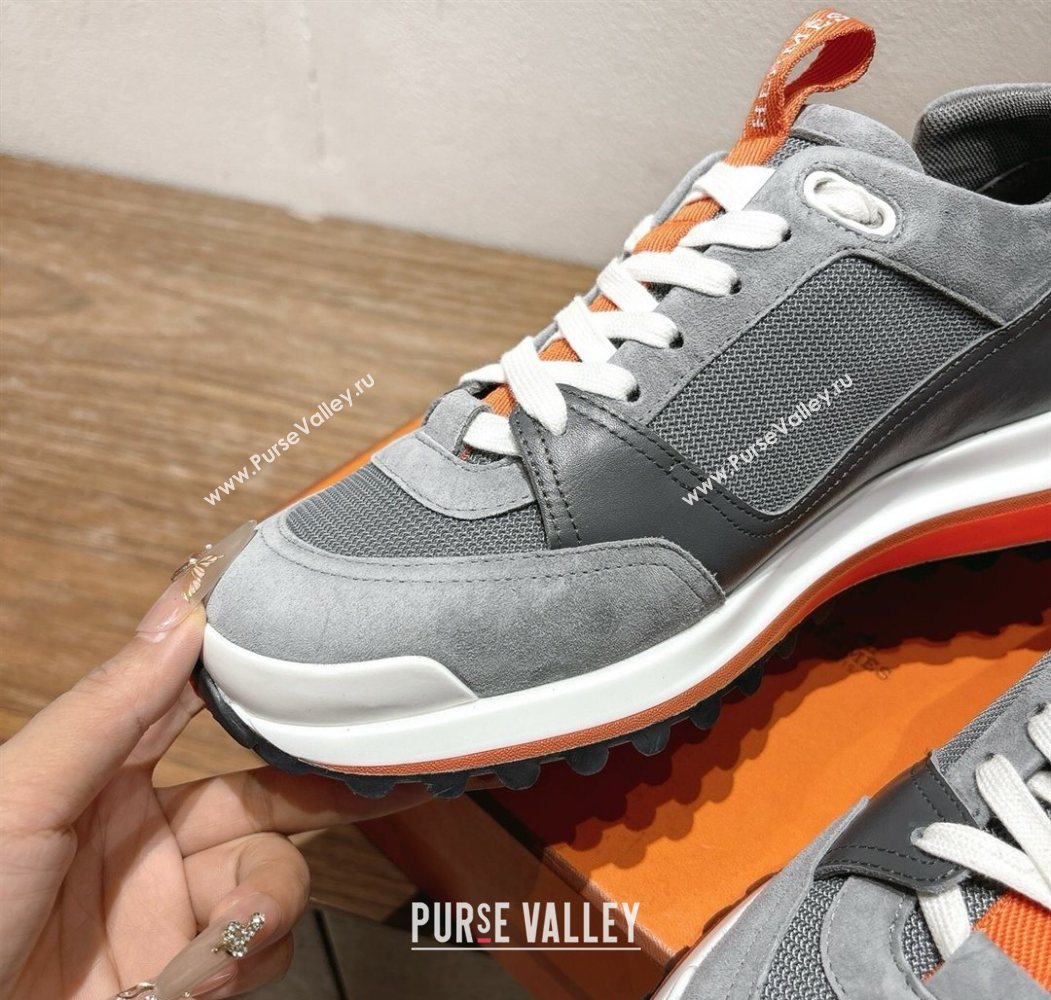 Hermes Leader Sneakers in Suede and Mesh Dark Grey 2025 1023 (XC-251023030)