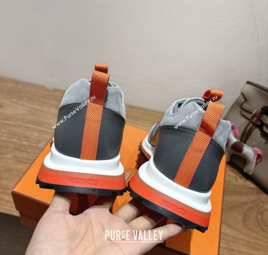 Hermes Leader Sneakers in Suede and Mesh Dark Grey 2025 1023 (XC-251023030)