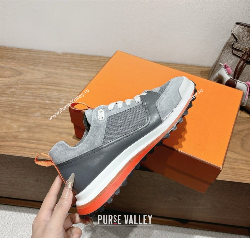Hermes Leader Sneakers in Suede and Mesh Dark Grey 2025 1023 (XC-251023030)