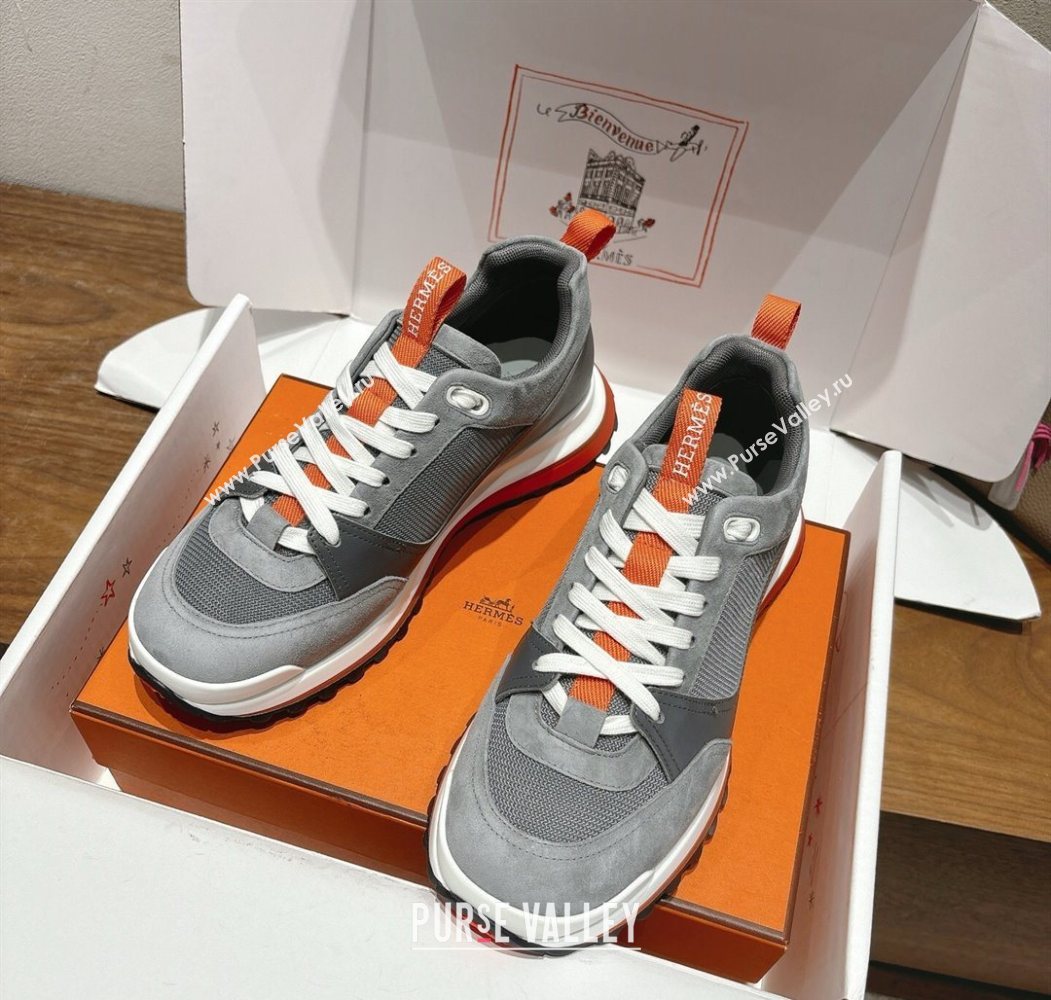 Hermes Leader Sneakers in Suede and Mesh Dark Grey 2025 1023 (XC-251023030)
