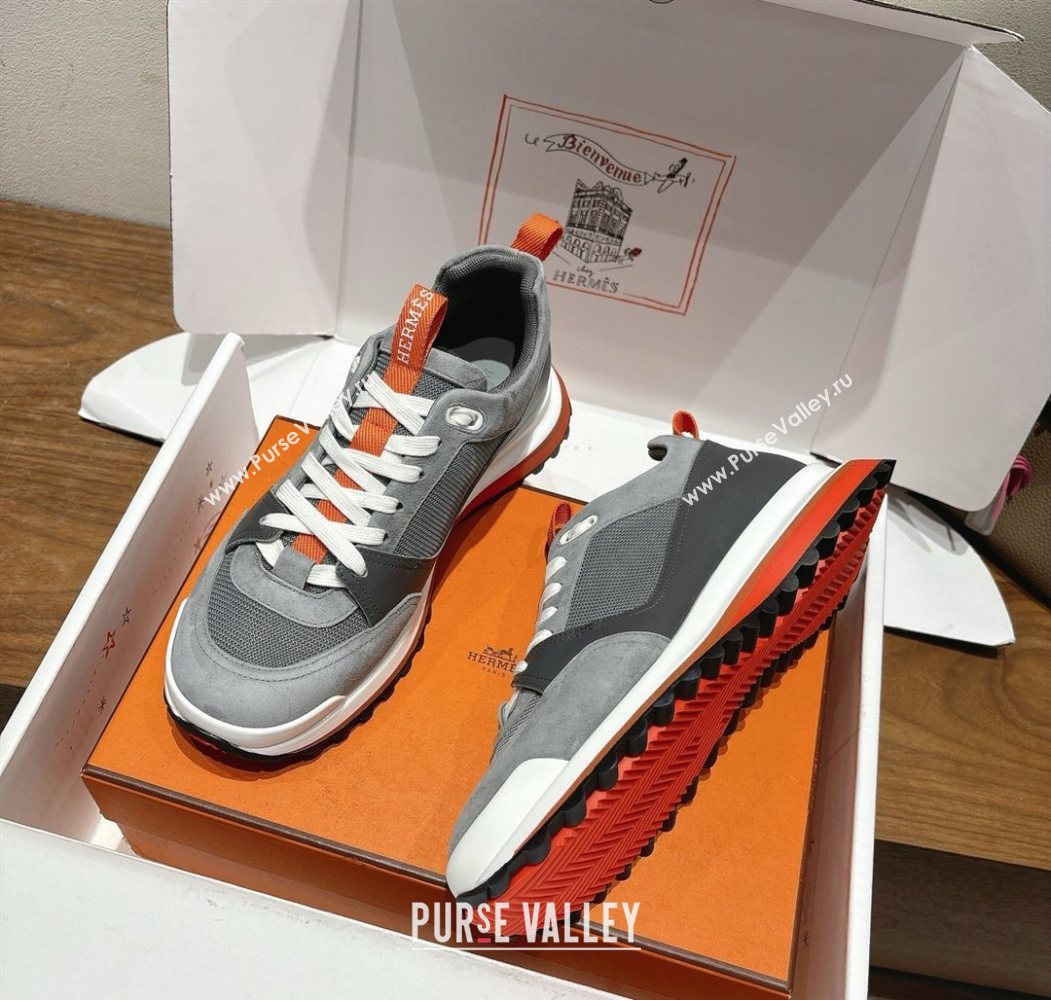 Hermes Leader Sneakers in Suede and Mesh Dark Grey 2025 1023 (XC-251023030)