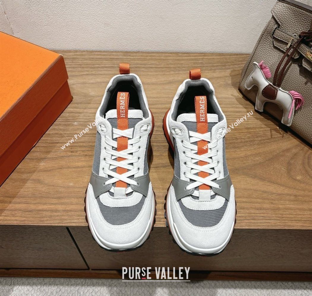 Hermes Leader Sneakers in Suede and Mesh Grey2 2025 1023 (XC-251023032)