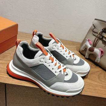 Hermes Leader Sneakers in Suede and Mesh Grey2 2025 1023 (XC-251023032)