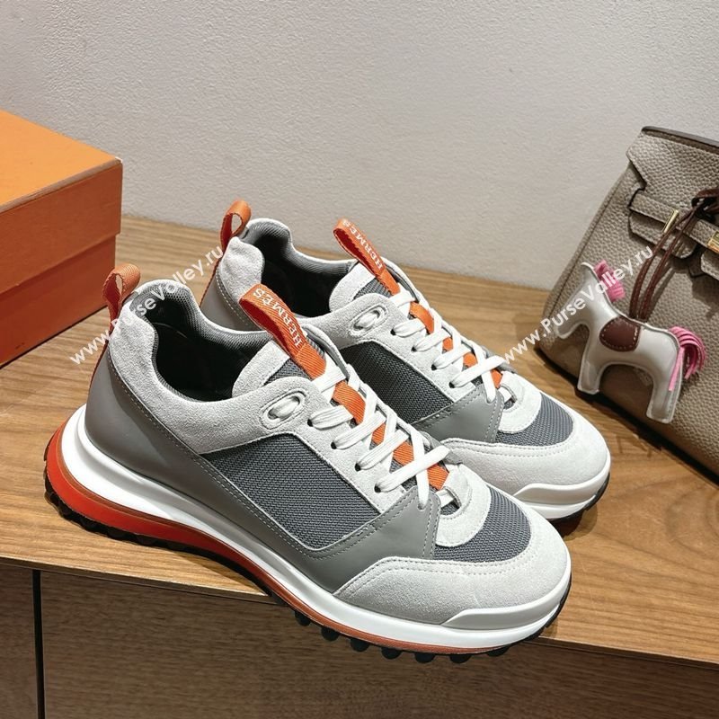 Hermes Leader Sneakers in Suede and Mesh Grey2 2025 1023 (XC-251023032)