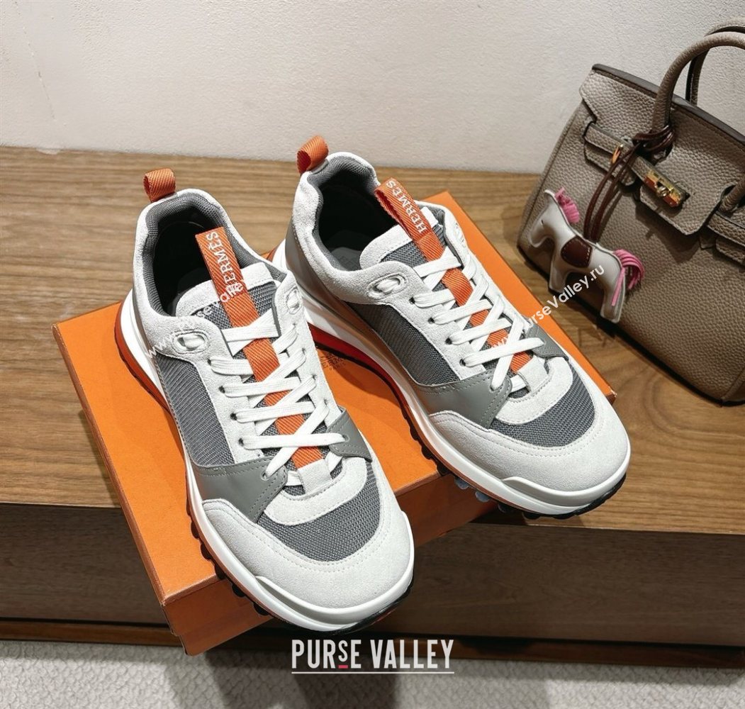 Hermes Leader Sneakers in Suede and Mesh Grey2 2025 1023 (XC-251023032)
