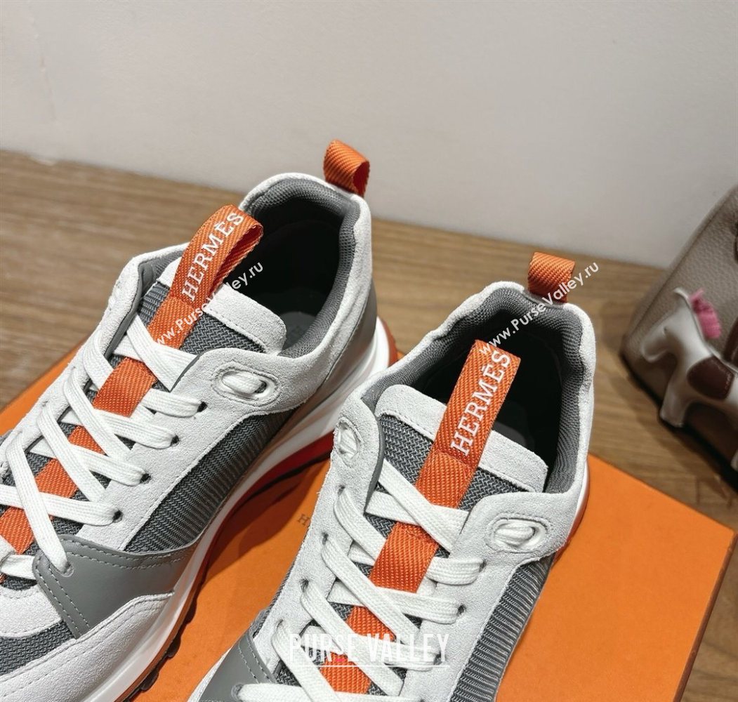 Hermes Leader Sneakers in Suede and Mesh Grey2 2025 1023 (XC-251023032)