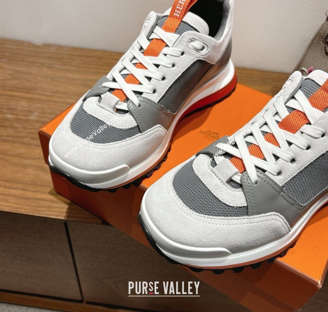 Hermes Leader Sneakers in Suede and Mesh Grey2 2025 1023 (XC-251023032)