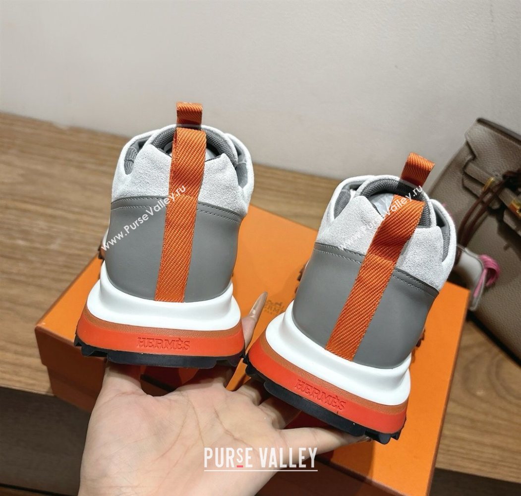 Hermes Leader Sneakers in Suede and Mesh Grey2 2025 1023 (XC-251023032)