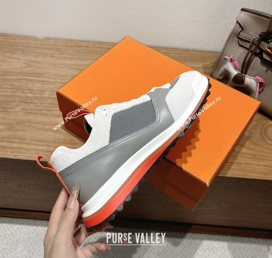 Hermes Leader Sneakers in Suede and Mesh Grey2 2025 1023 (XC-251023032)