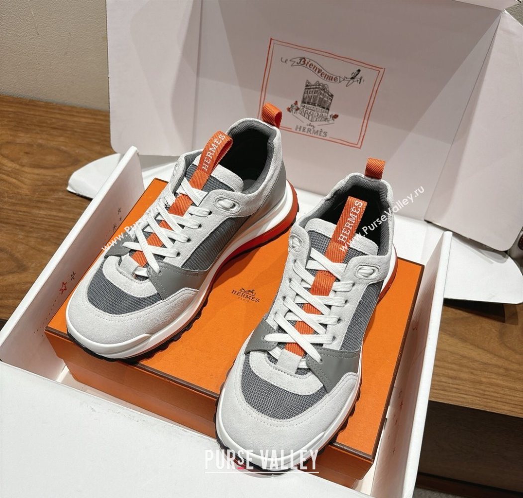 Hermes Leader Sneakers in Suede and Mesh Grey2 2025 1023 (XC-251023032)