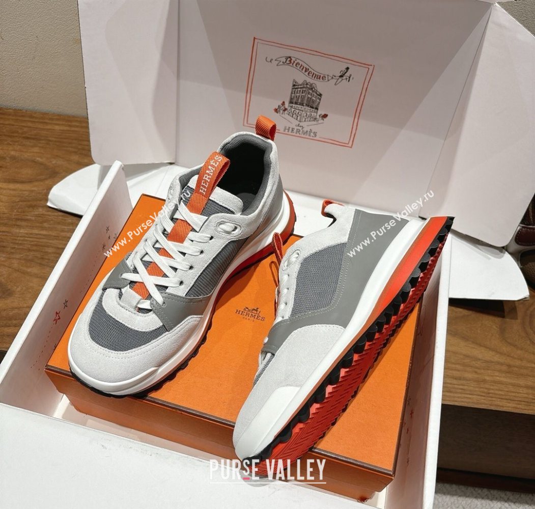 Hermes Leader Sneakers in Suede and Mesh Grey2 2025 1023 (XC-251023032)