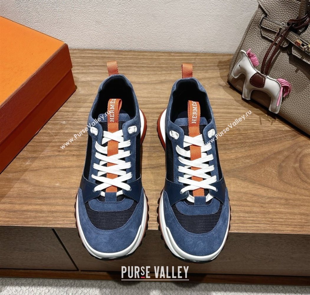 Hermes Leader Sneakers in Suede and Mesh Dark Blue 2025 1023 (XC-251023033)