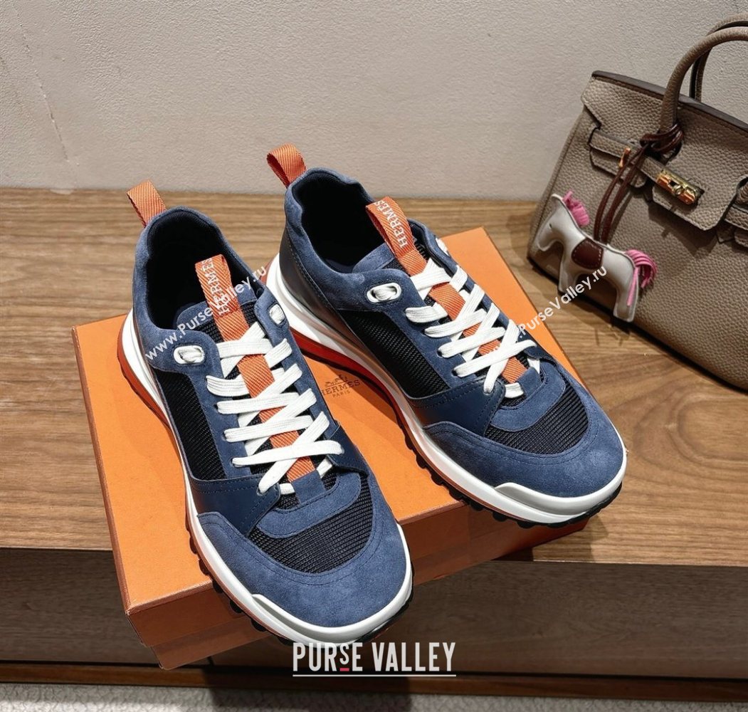 Hermes Leader Sneakers in Suede and Mesh Dark Blue 2025 1023 (XC-251023033)