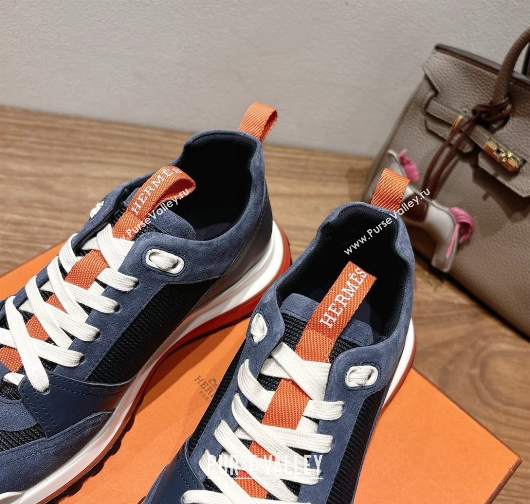 Hermes Leader Sneakers in Suede and Mesh Dark Blue 2025 1023 (XC-251023033)