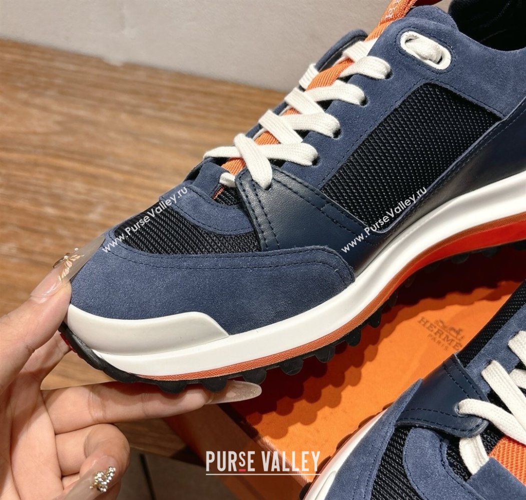 Hermes Leader Sneakers in Suede and Mesh Dark Blue 2025 1023 (XC-251023033)