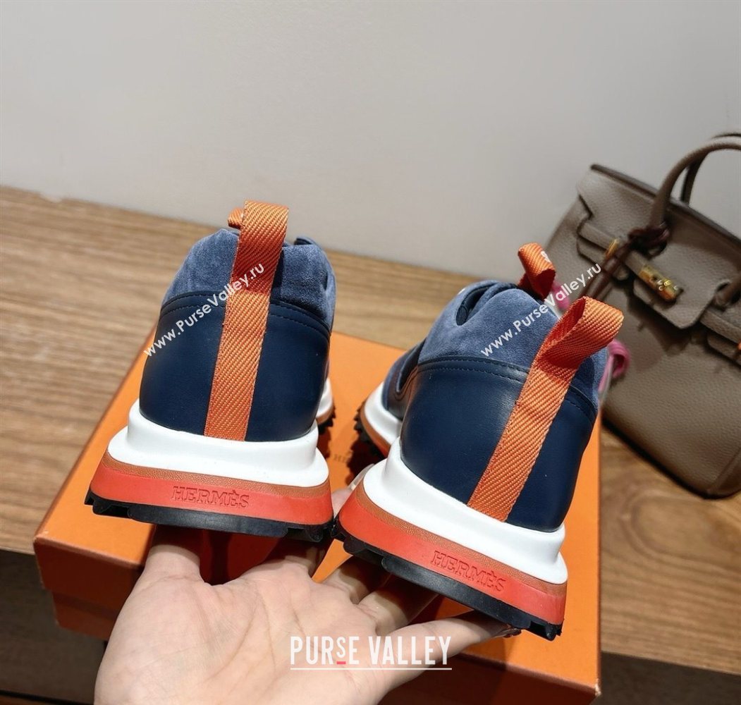 Hermes Leader Sneakers in Suede and Mesh Dark Blue 2025 1023 (XC-251023033)