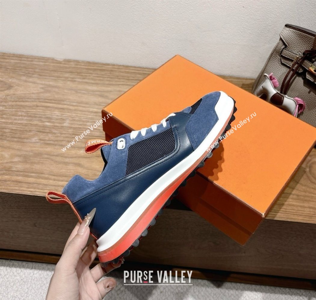 Hermes Leader Sneakers in Suede and Mesh Dark Blue 2025 1023 (XC-251023033)