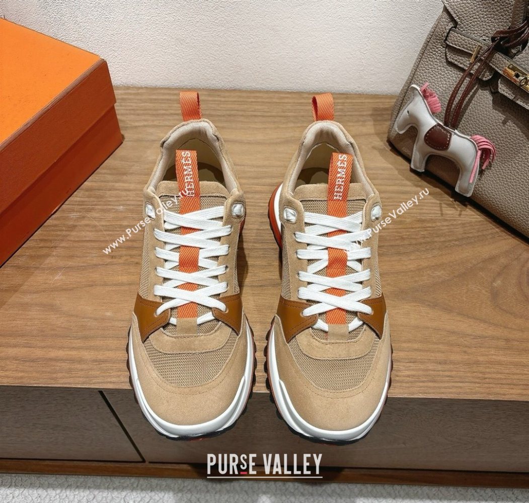 Hermes Leader Sneakers in Suede and Mesh Brown 2025 1023 (XC-251023034)