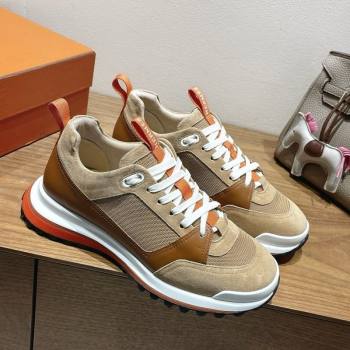 Hermes Leader Sneakers in Suede and Mesh Brown 2025 1023 (XC-251023034)