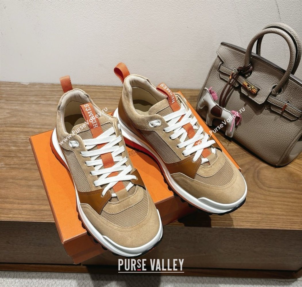 Hermes Leader Sneakers in Suede and Mesh Brown 2025 1023 (XC-251023034)