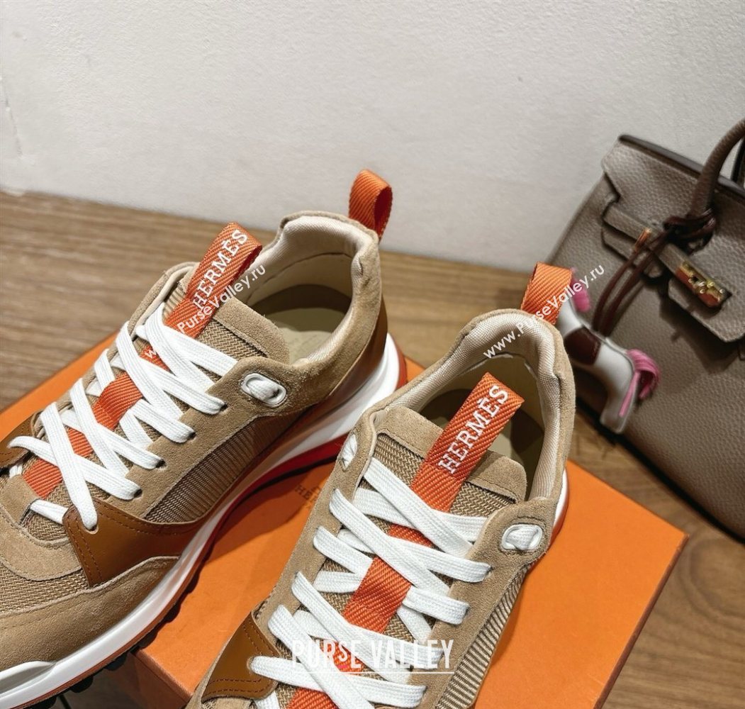 Hermes Leader Sneakers in Suede and Mesh Brown 2025 1023 (XC-251023034)