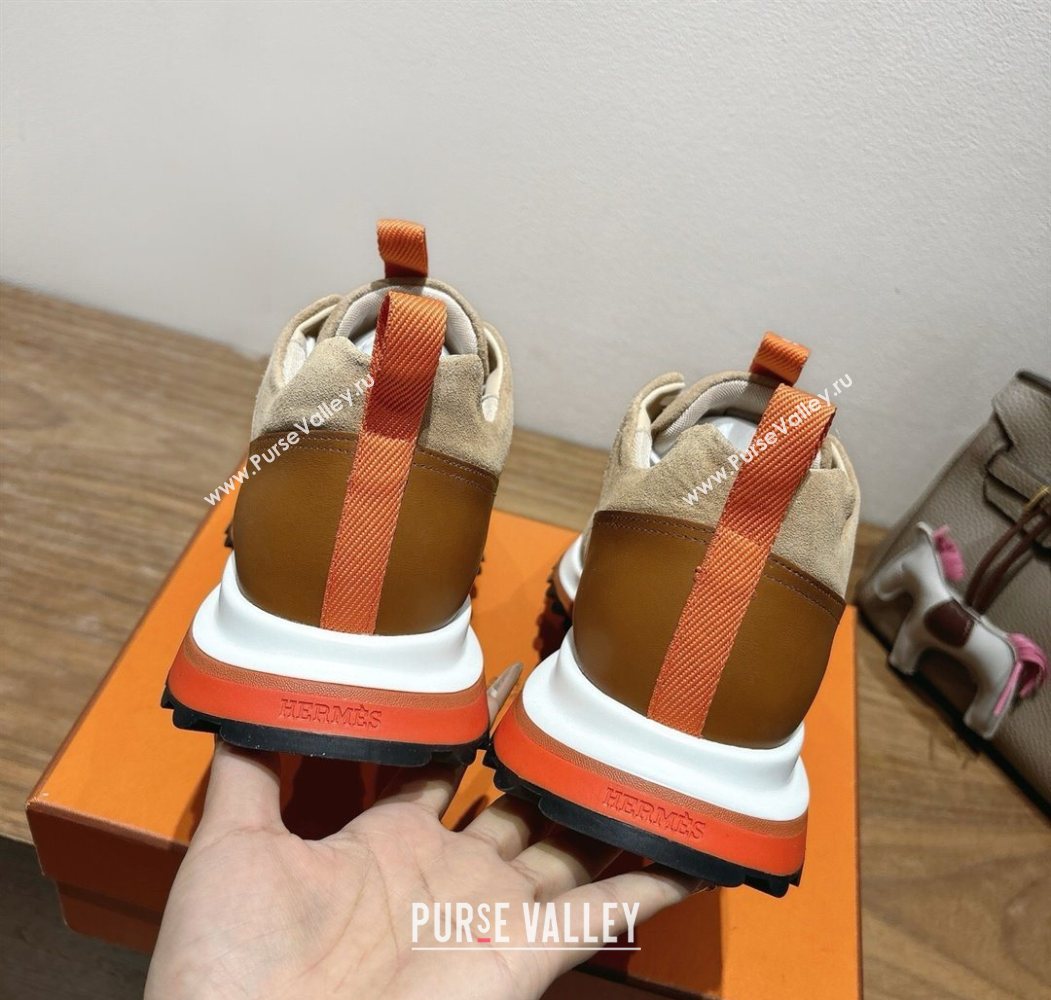 Hermes Leader Sneakers in Suede and Mesh Brown 2025 1023 (XC-251023034)