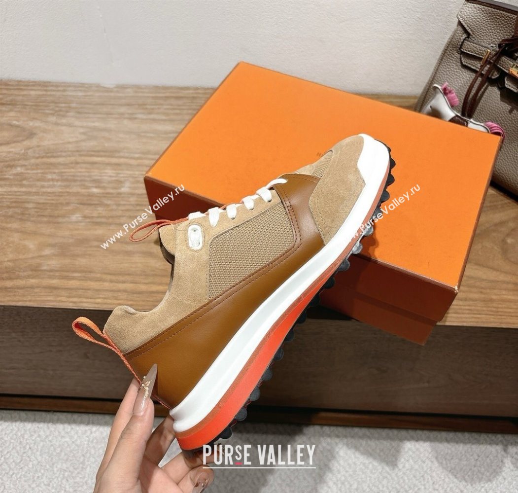 Hermes Leader Sneakers in Suede and Mesh Brown 2025 1023 (XC-251023034)