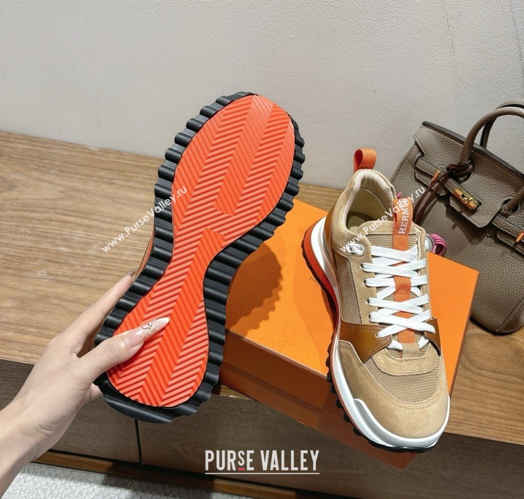 Hermes Leader Sneakers in Suede and Mesh Brown 2025 1023 (XC-251023034)