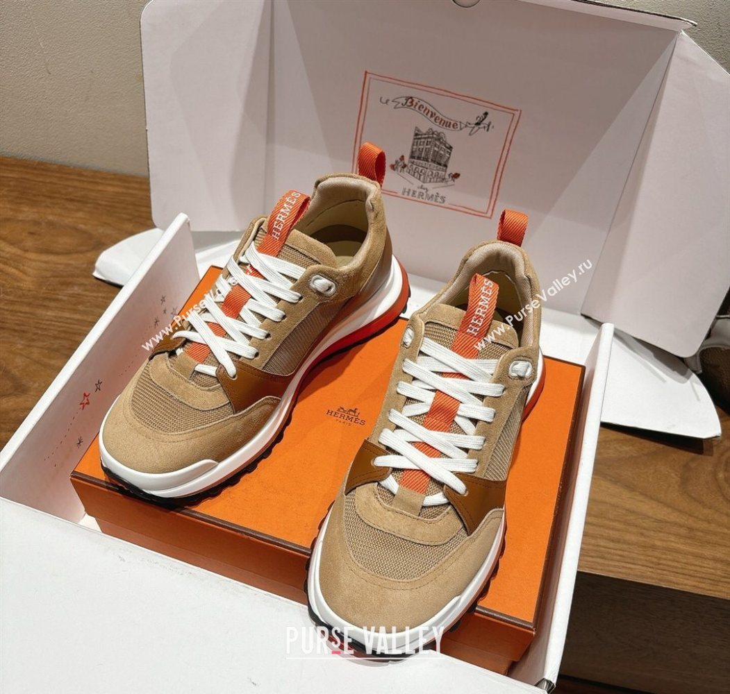 Hermes Leader Sneakers in Suede and Mesh Brown 2025 1023 (XC-251023034)