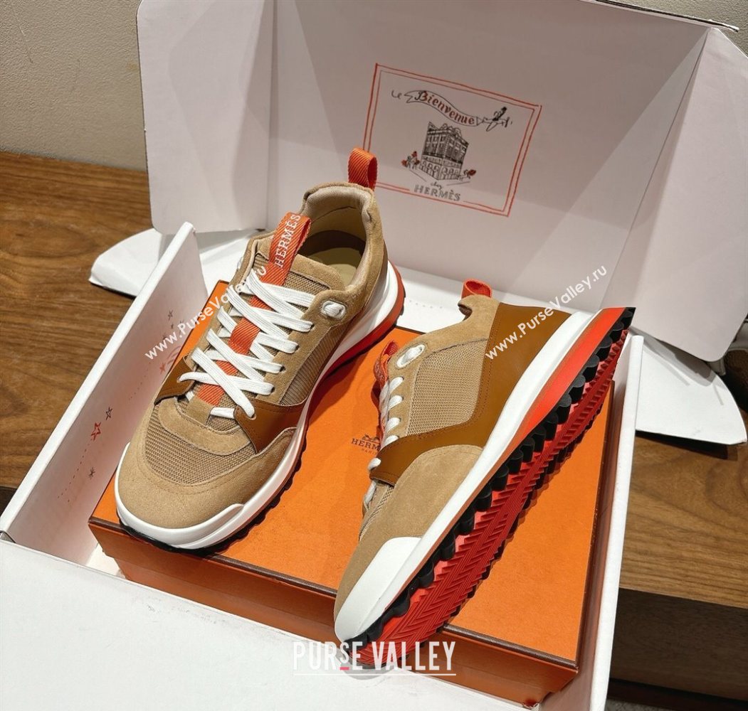 Hermes Leader Sneakers in Suede and Mesh Brown 2025 1023 (XC-251023034)