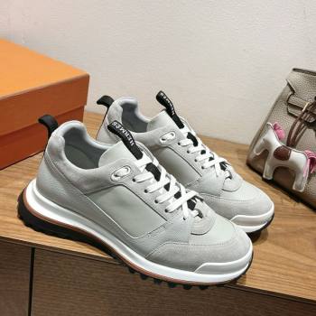 Hermes Leader Sneakers in Suede and Calfskin Leather Grey 2025 1023 (XC-251023035)