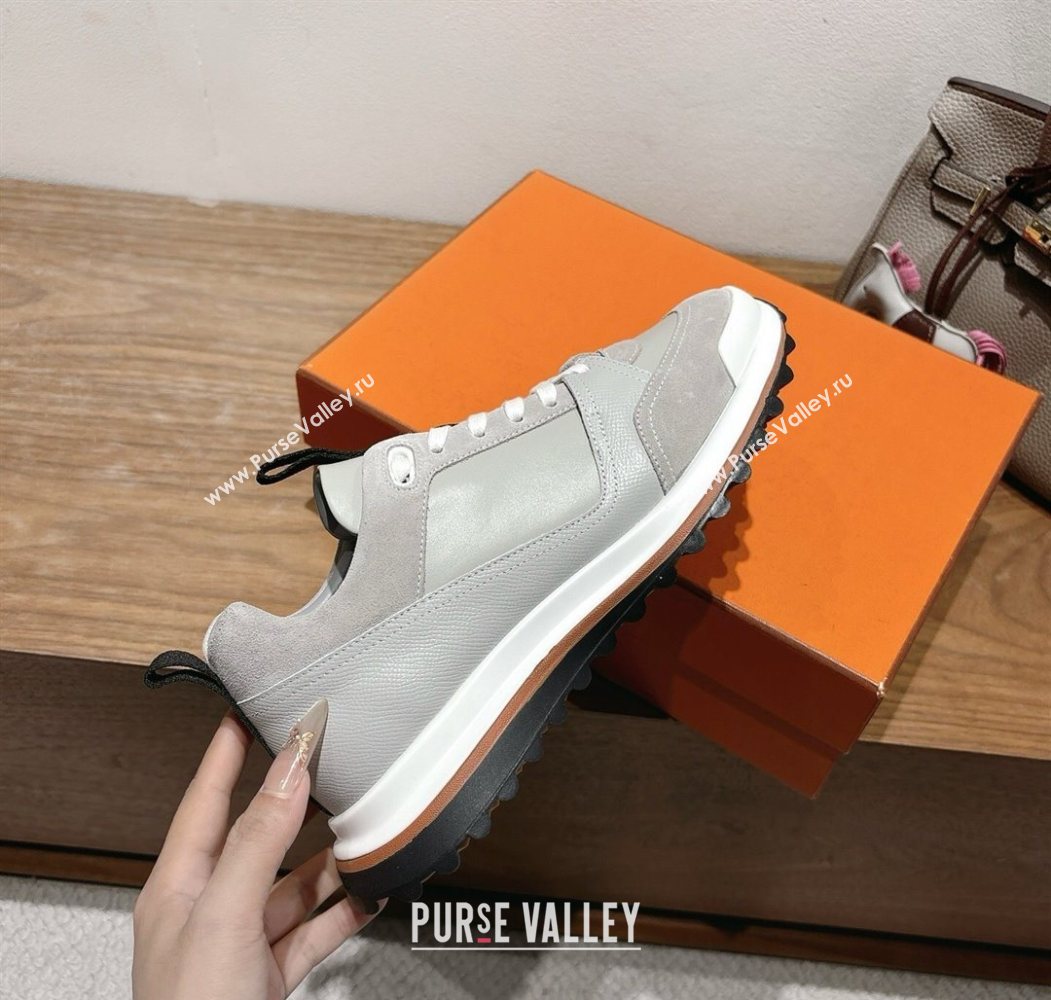Hermes Leader Sneakers in Suede and Calfskin Leather Grey 2025 1023 (XC-251023035)