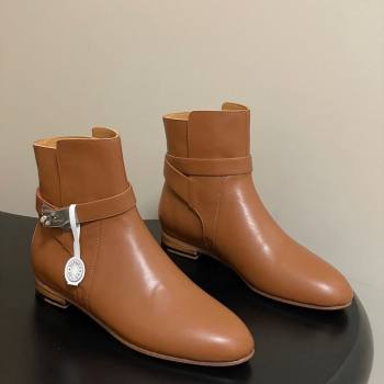 Hermes Neo Flat Ankle Boots in Calfskin Leather with Kelly Buckle Brown 2025 (MD-251023181)