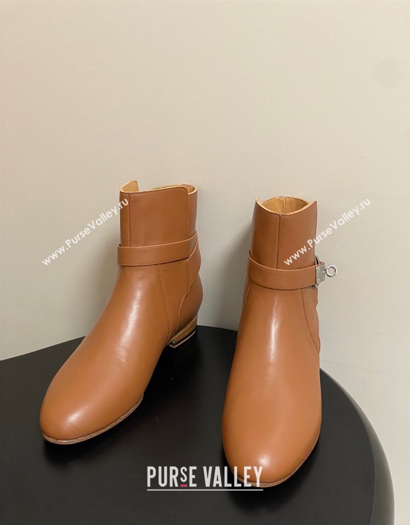 Hermes Neo Flat Ankle Boots in Calfskin Leather with Kelly Buckle Brown 2025 (MD-251023181)