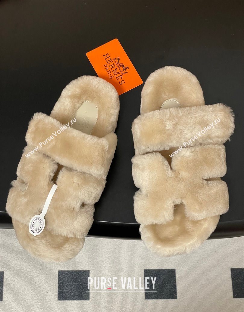 Hermes Chypre Flat Slides Sandal in Wool Grey 2025 H102306 (MD-251023113)