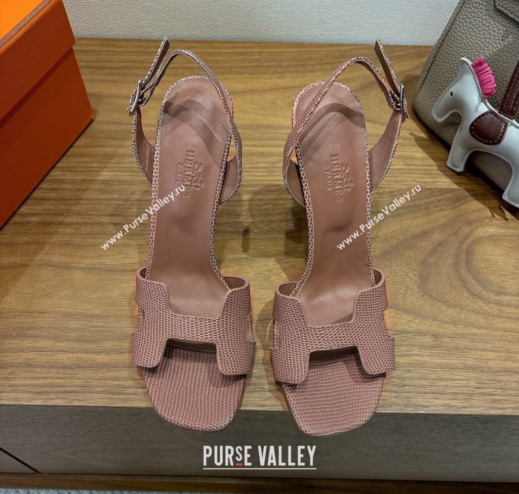 Hermes Eremite Heel Sandals 10cm in Ostrich Embossed Leather Khaki 2025 H102308 (XC-251023137)