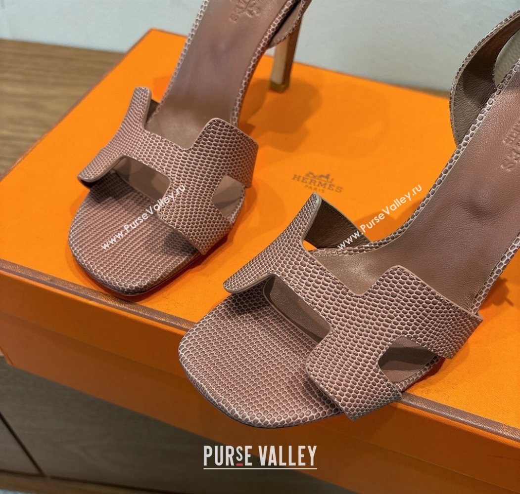 Hermes Eremite Heel Sandals 10cm in Ostrich Embossed Leather Khaki 2025 H102308 (XC-251023137)