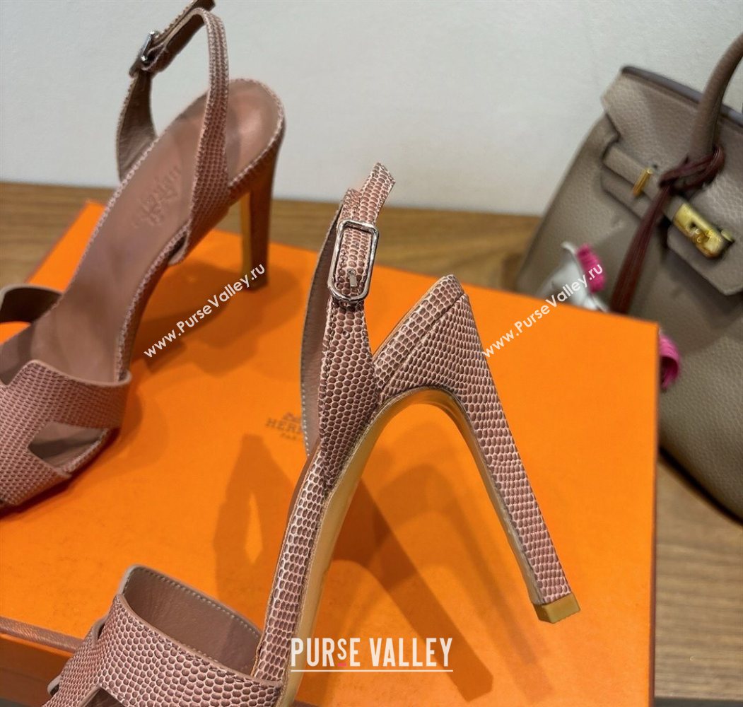 Hermes Eremite Heel Sandals 10cm in Ostrich Embossed Leather Khaki 2025 H102308 (XC-251023137)