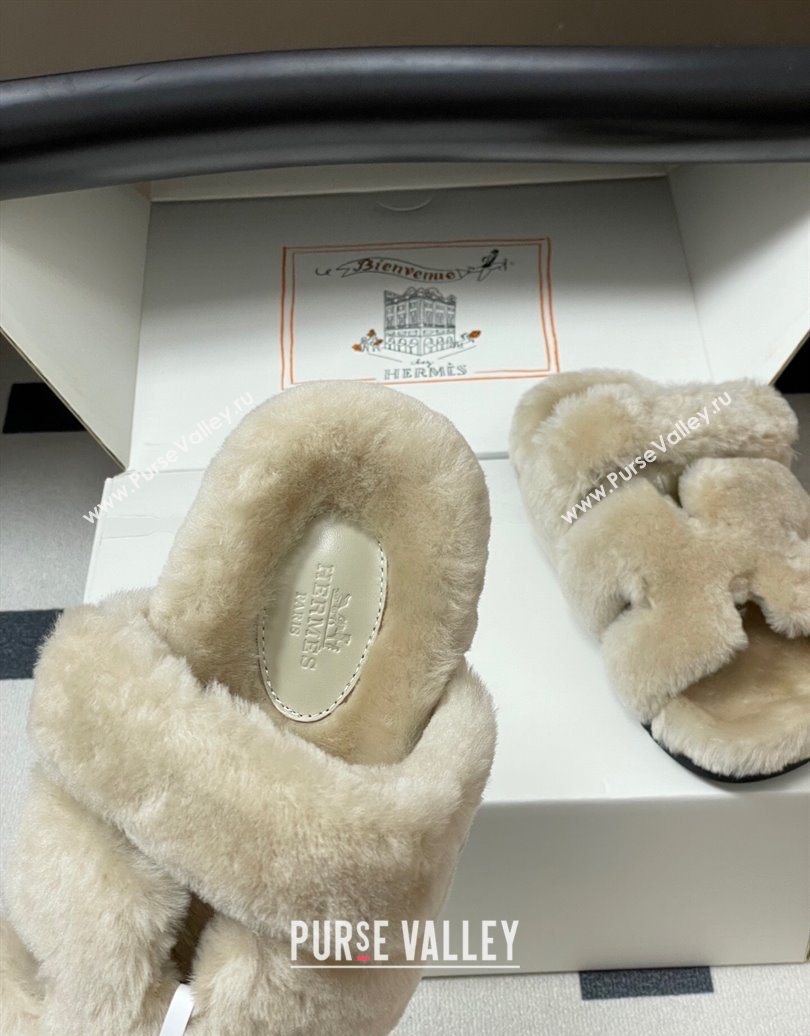 Hermes Chypre Flat Slides Sandal in Wool Grey 2025 H102306 (MD-251023113)