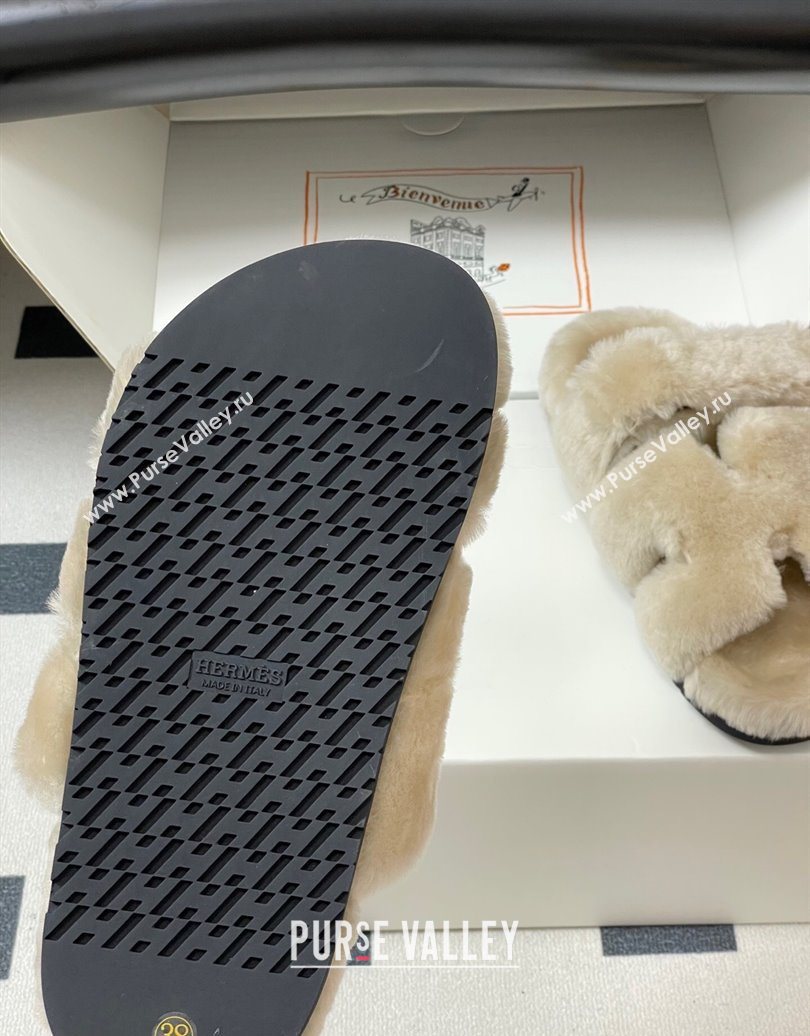 Hermes Chypre Flat Slides Sandal in Wool Grey 2025 H102306 (MD-251023113)