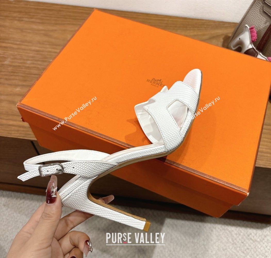 Hermes Eremite Heel Sandals 10cm in Ostrich Embossed Leather White 2025 H102308 (XC-251023141)