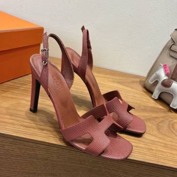 Hermes Eremite Heel Sandals 10cm in Ostrich Embossed Leather Dark Brown 2025 H102308 (XC-251023143)