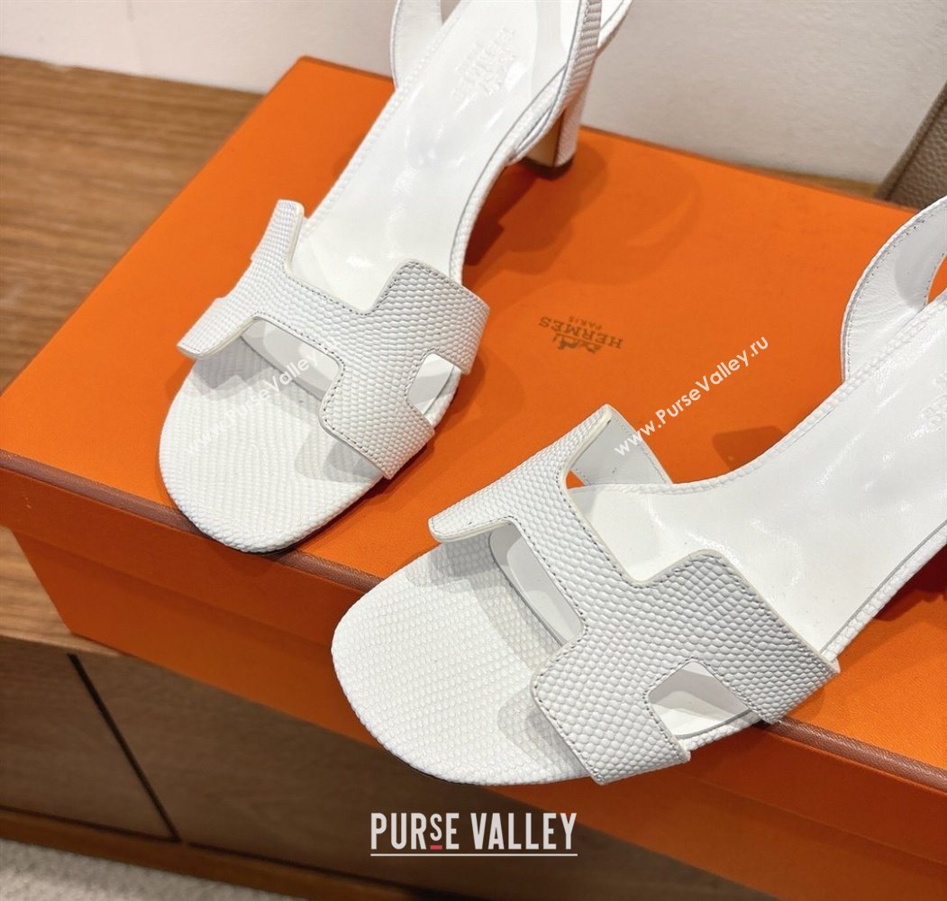 Hermes Eremite Heel Sandals 8.5cm in Ostrich Embossed Leather White 2025 H102308 (XC-251023126)