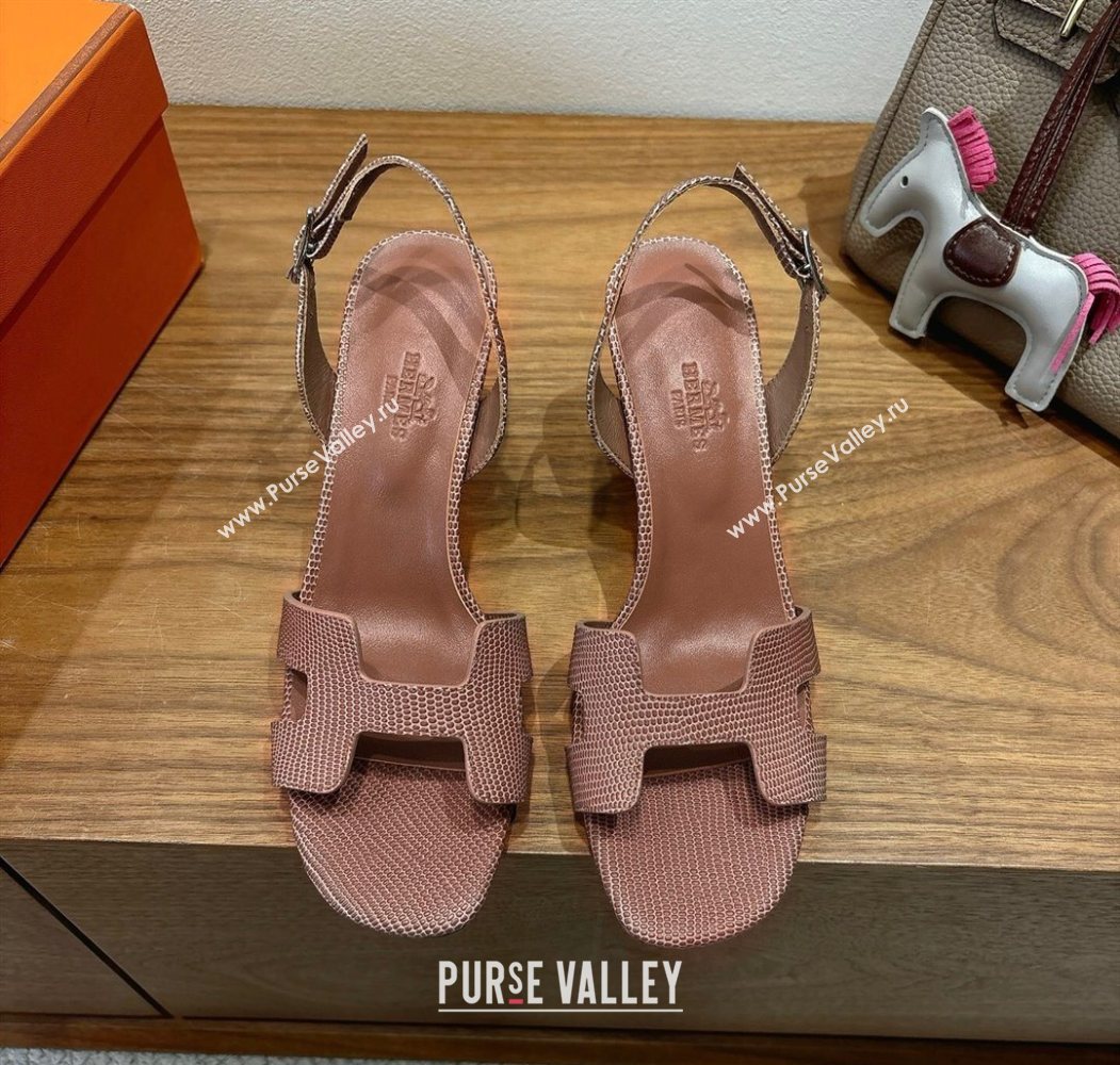 Hermes Eremite Heel Sandals 8.5cm in Ostrich Embossed Leather Khaki 2025 H102308 (XC-251023128)