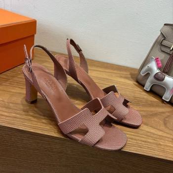 Hermes Eremite Heel Sandals 8.5cm in Ostrich Embossed Leather Khaki 2025 H102308 (XC-251023128)