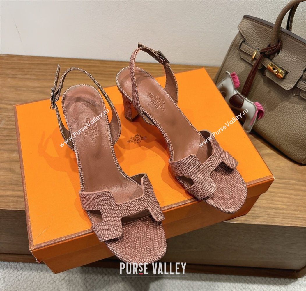 Hermes Eremite Heel Sandals 8.5cm in Ostrich Embossed Leather Khaki 2025 H102308 (XC-251023128)