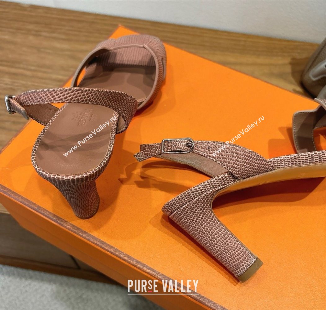 Hermes Eremite Heel Sandals 8.5cm in Ostrich Embossed Leather Khaki 2025 H102308 (XC-251023128)