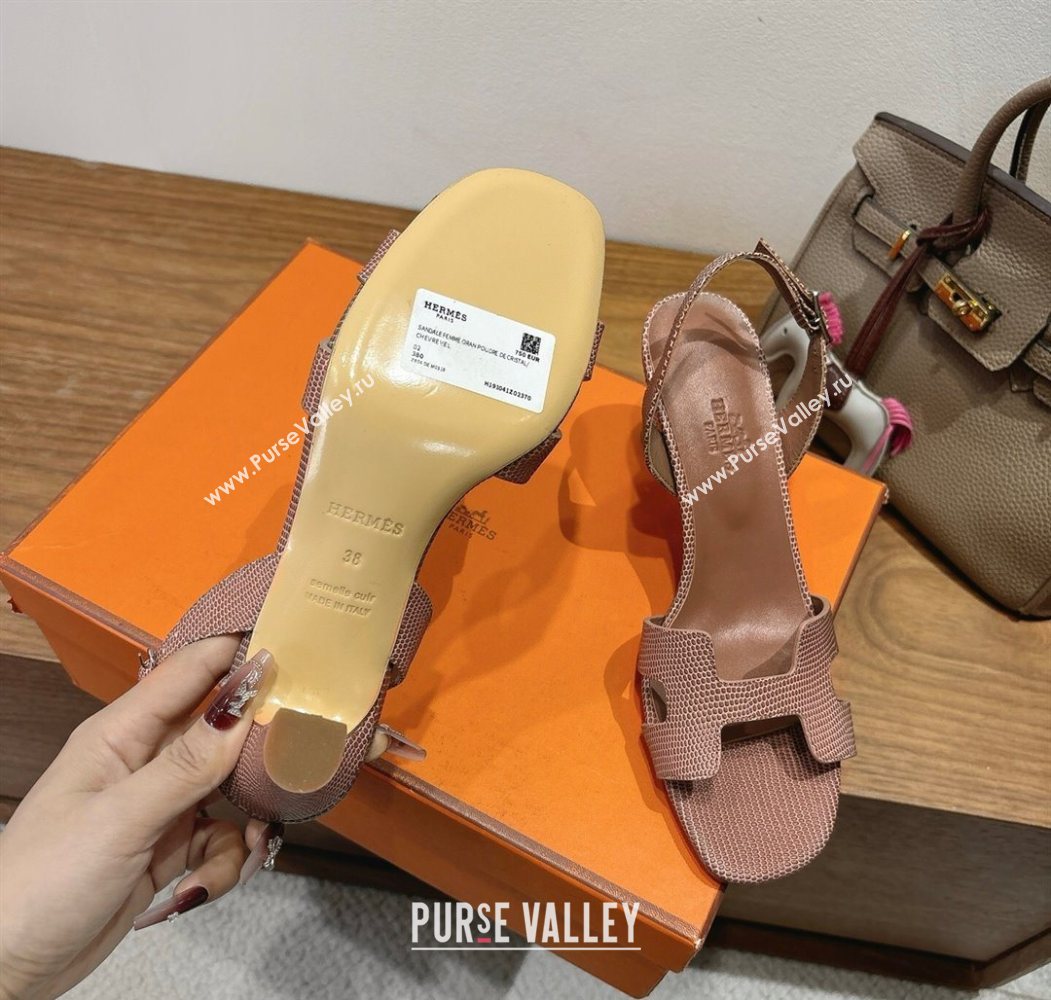 Hermes Eremite Heel Sandals 8.5cm in Ostrich Embossed Leather Khaki 2025 H102308 (XC-251023128)