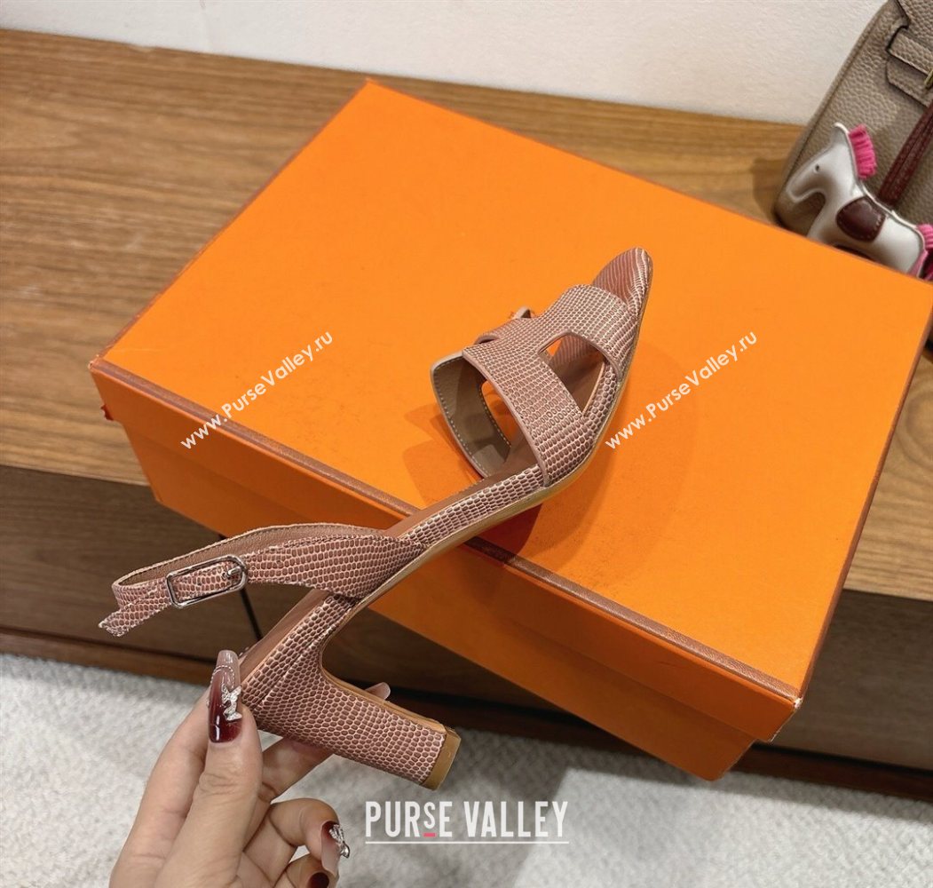 Hermes Eremite Heel Sandals 8.5cm in Ostrich Embossed Leather Khaki 2025 H102308 (XC-251023128)