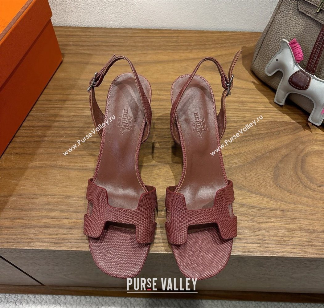 Hermes Eremite Heel Sandals 8.5cm in Ostrich Embossed Leather Dark Brown 2025 H102308 (XC-251023130)